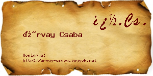 Árvay Csaba névjegykártya