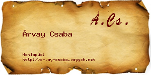 Árvay Csaba névjegykártya